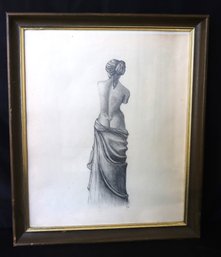 Signed Lithograph Of Nude Woman With Flowing Gown, J. Mcdouagn 7/69