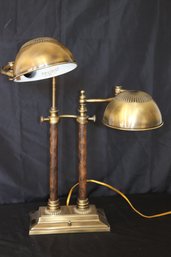 Vintage Brass Adjustable Dual Swing Arm Desk Lamp