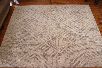 West Elm Stone Tile Rug Ivory And Slate Toned, Measures Approximately 8 Feet X 10 Feet, 100 Percent Wool