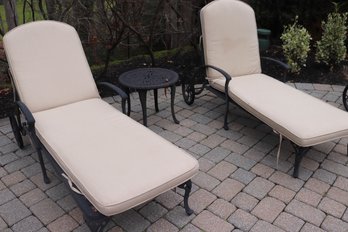 Ornate Outdoor Cast Aluminum Lounges With Side Table