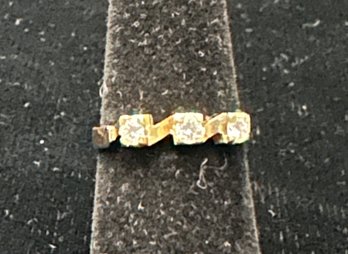 14K WG Classy  3 Diamond Cocktail Ring/wedding Band-Size 6.25