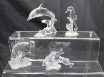 Swarovski Silver Crystal Dolphin, Seahorse And Fish