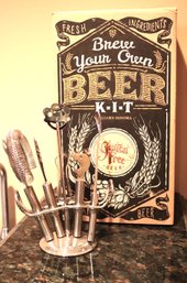 Williams Sonoma Brew Your Own Beer Kit & Stainless Bar Accessories.
