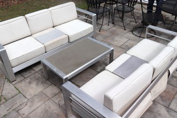 Christopher Knight Cape Coral Aluminum Sofas With Cushions Includes A Cocktail Table