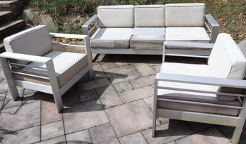 Christopher Knight Cape Coral Aluminum Sofa And Chairs With Cushions