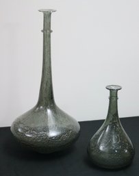 Two Contemporary Marbleized Glass Vases From Studio A