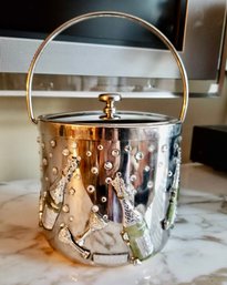 St John Rhinestone Encrusted Ice Bucket Millennial With Champagne  Bottle Motif