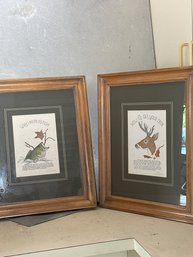 Daniel J Rhodes Framed Lithographs 387//800 And 484800 - How To Get Your Deer And Why I Need To Fish