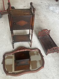 Vintage Humidor Brass Lined, Antique Wood Doll Bed 1883 And Mirror