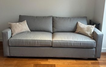 Grey Sofa Bed From Room And Board, In Grey Fabric With Contrasting Piping.