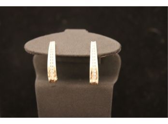 14K YG Elegant Pair Of Diamond Channel Earrings