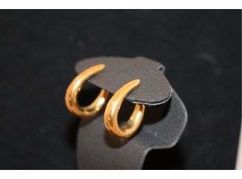 18K YG Pair Of Stirrup Earrings With Posts