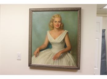 Glam 50s Era Painted Portrait Signed By Michael Honigsberg