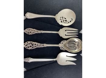 4 Pc Sterling Silver Serving Utensils, Reed And Barton, Gorham Plus 2 Serving Spoons  Approx 12.86 Ozt