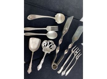 Very Assorted 9 Pc Sterling Silver Utensils 8.45 Ozt Fabulous Tongs