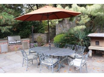 Be Prepared For Next Summers Outdoor Dining, Oval Heavy Cast Aluminum Patio Table 7 Chairs And Cushions