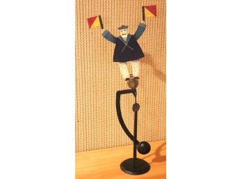 Hand Painted Balancing Metal Figure Of French Sailor