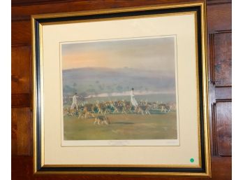 Vintage Signed Print Of Belvoir Hounds Exercising In The Park