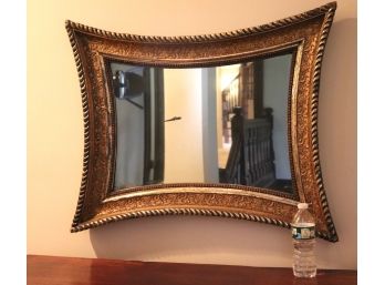 Rare & Unique Swedish Wall Mirror In Gilt Wood & Gesso Frame With Classical Border