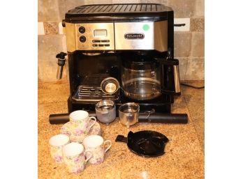 DeLonghi Coffee & Espresso Coffee Maker & Milk Frothier With Royal Crown Espresso Cups