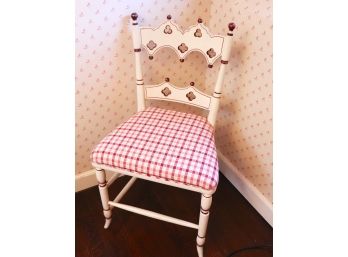 Painted Gothic Chair By Hickory Chair With Upholstered Checkered Fabric