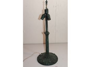 Cast Iron Tiffany Style 3 Bulb Lamp Base In Verdigris Finish