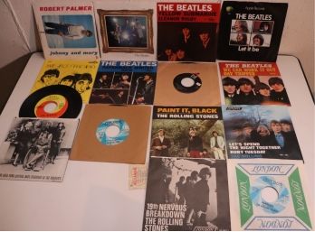 Amazing Legends Of Rock Vintage 45 Vinyl Records- The Beatles, Robert Palmer & More