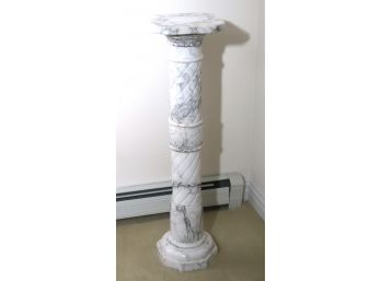 Fabulous Carved Carrara Marble Tall Pedestal