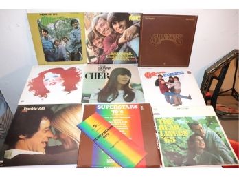 9 Vintage Pop Music Vinyl Records  Sounds Of The 70s  The Monkees, Cher & More