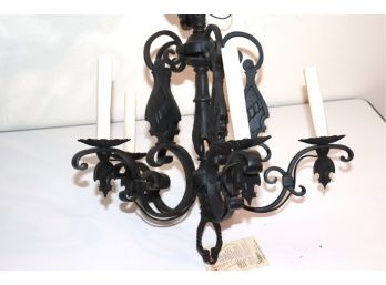 Black Wrought Iron 5 Arm Chandelier