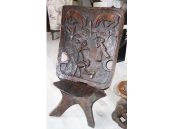 Super Cool Hand Carved Tribal Kings Chair From Africa  Purchased In Zimbabwe