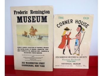 Pair Of Vintage Illustrated Posters  Frederik Remington Museum & The Old Corner House