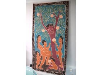 Tahitian Hand Painted Batik Style Cotton Wall Hanging Art