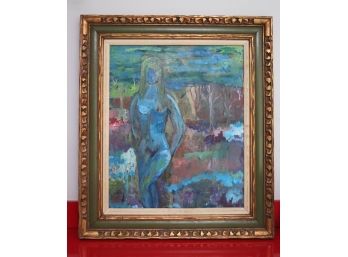 Original Acrylic On Canvas  Nude Female In Forest - Signed Zelda