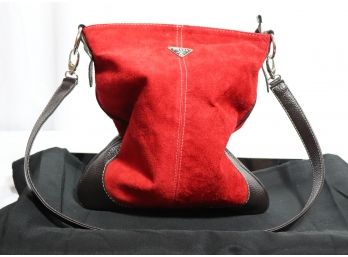 Prada: Red And Black Leather Leather Prada Purse