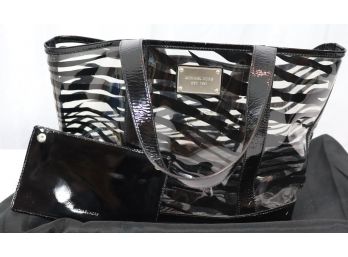 Michael Kors See Through Plastic And Patent Leather Beach Tote