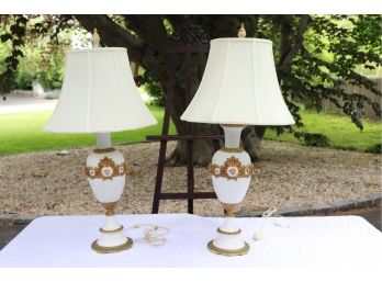 Pair Of Matching Bisque Porcelain Lamps