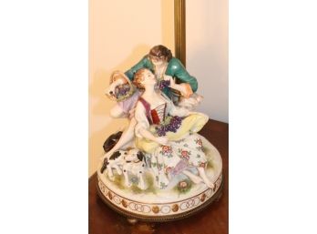 Antique Porcelain Lamp ' Lovers Courtship ' By Renard