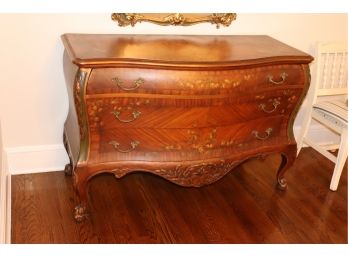 Antique French Provincial 3 Drawer Chest With Hand Painted Floral Design