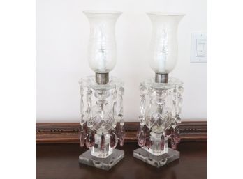 Pair Of Crystal Lamps