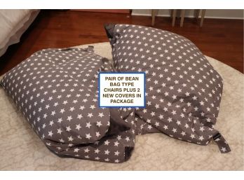 Pair Of Large Bean Bag Style Chairs With New Covers