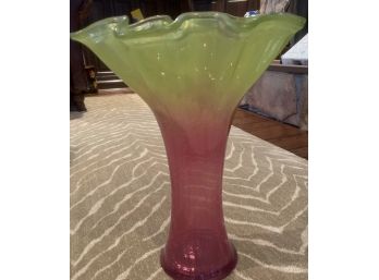 Fluted Glass Vase In Two-tone