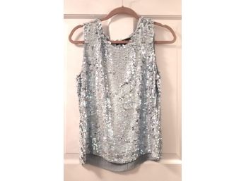 Silver Sequin Sleeveless Top, Tank Top By DKNY Size Large