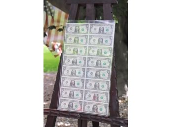 Uncut Sheet Of One Dollar Bill's 2006 With Pairs Of Consecutive Order