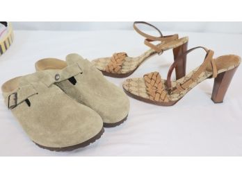 Lot Of Women's Shoes Include Birkenstock Suede Clogs Size 40 And Gucci Open Toe Handles Size 9 1/2