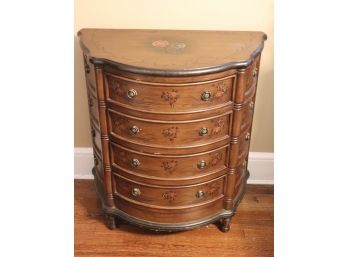 Demi Lun Nightstand With Hand Painted Floral Design