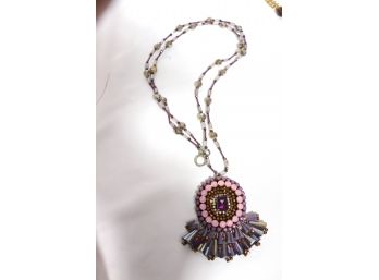 Purple Beaded Rush Necklace By Denis & Charles