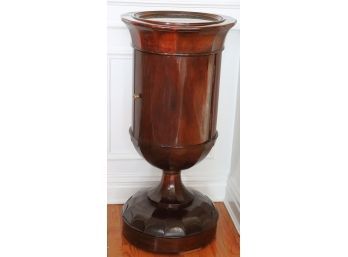 Solid Wood Urn Shaped Pedestal Cabinet With A Stone Top