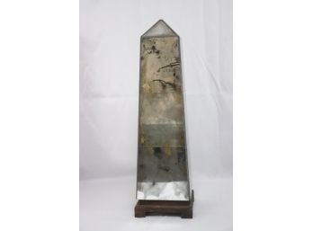 Decorative Antiqued Mirrored Column On Base