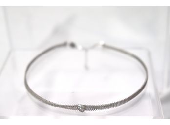 18K WG Diamond Filled Heart / Mesh Choker Necklace - Youth - Italy